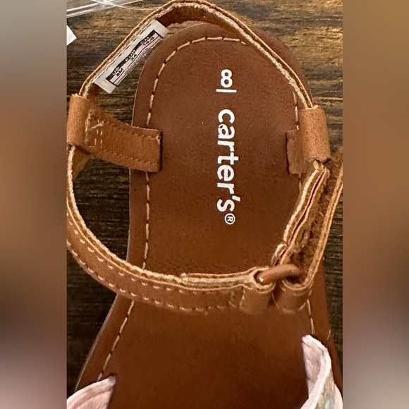 Carters Toddler Girls Isa Brown/Multi Velcro Strap Sandals NWT Various Sizes - Picture 6 of 8